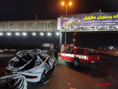  تحلیل ایران -برخورد دو خودرو در جاده مخصوص کرج ۲ فوتی و ۳ مصدوم برجا گذاشت