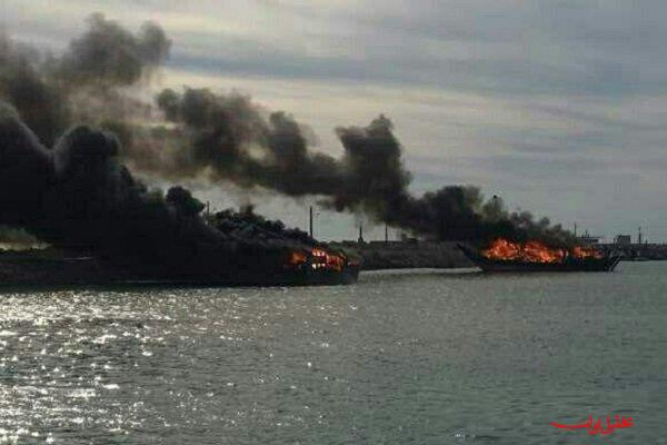 حریق لنج باربری در اسکله بندر چارک